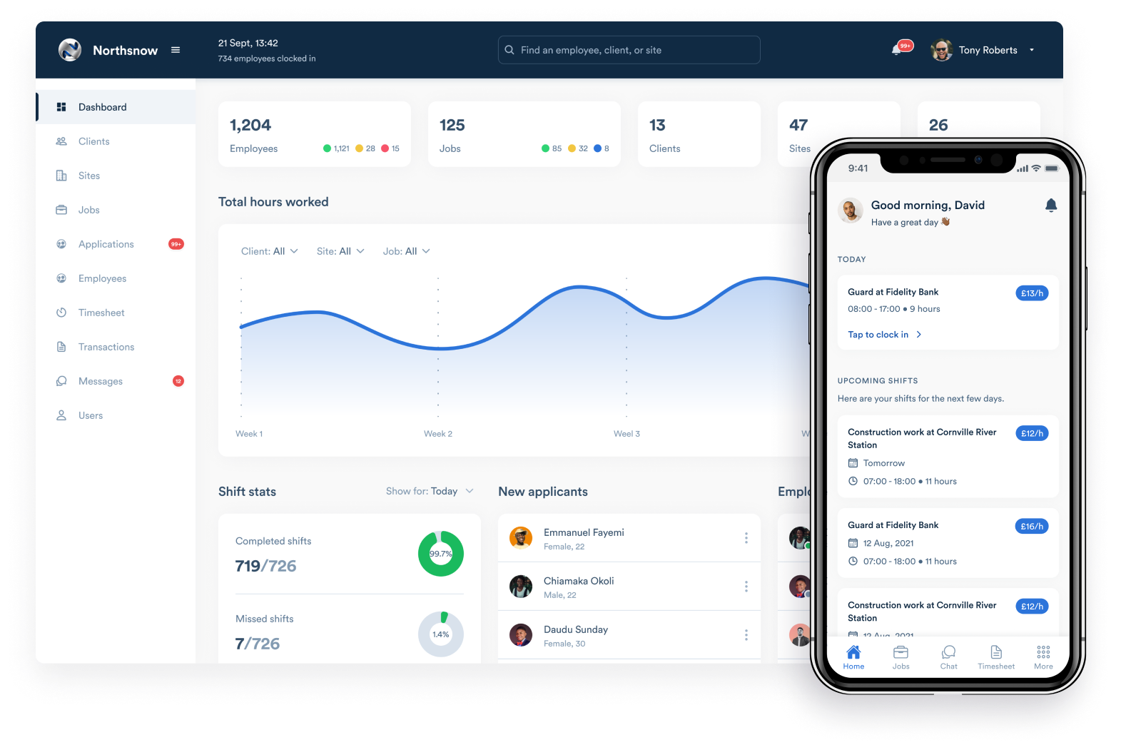 image showing the northsnow employee portal and admin dashboard